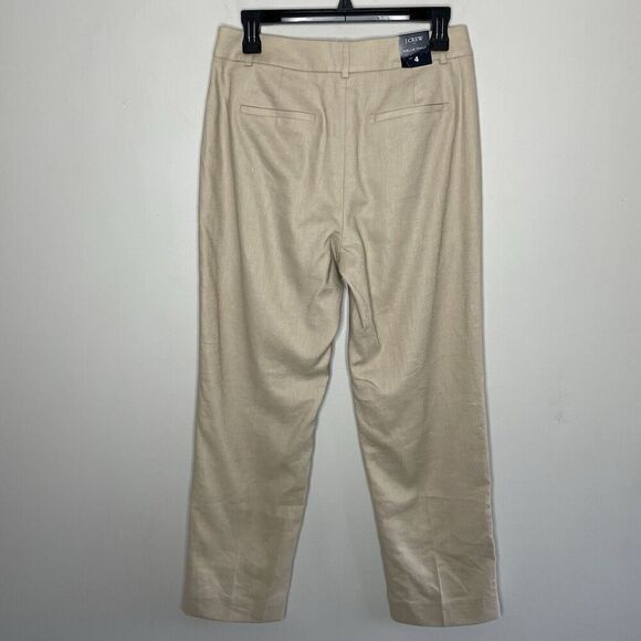 J.CREW Kallie Pants Women 4 Beige Linen Blend Straight Leg NEW Stretch BY761 - Picture 6 of 14
